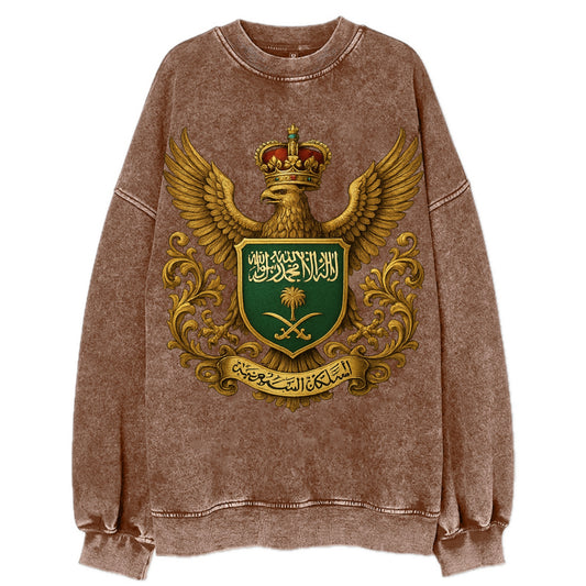 Saudi Arabia Heritage Badge  - Vintage Sweatshirt - Brown