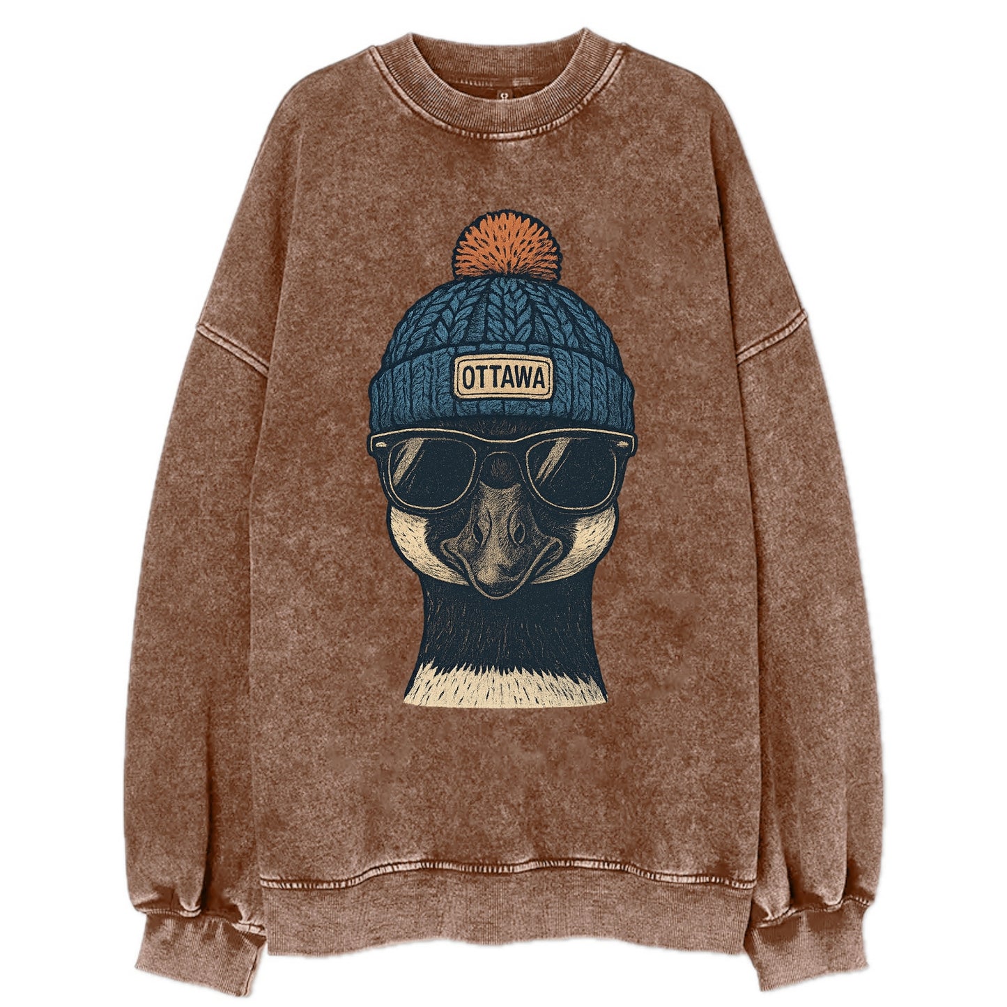 Ottawa Canadian Goose wearing Ottawa bea - Vintage Sweatshirt - Brown