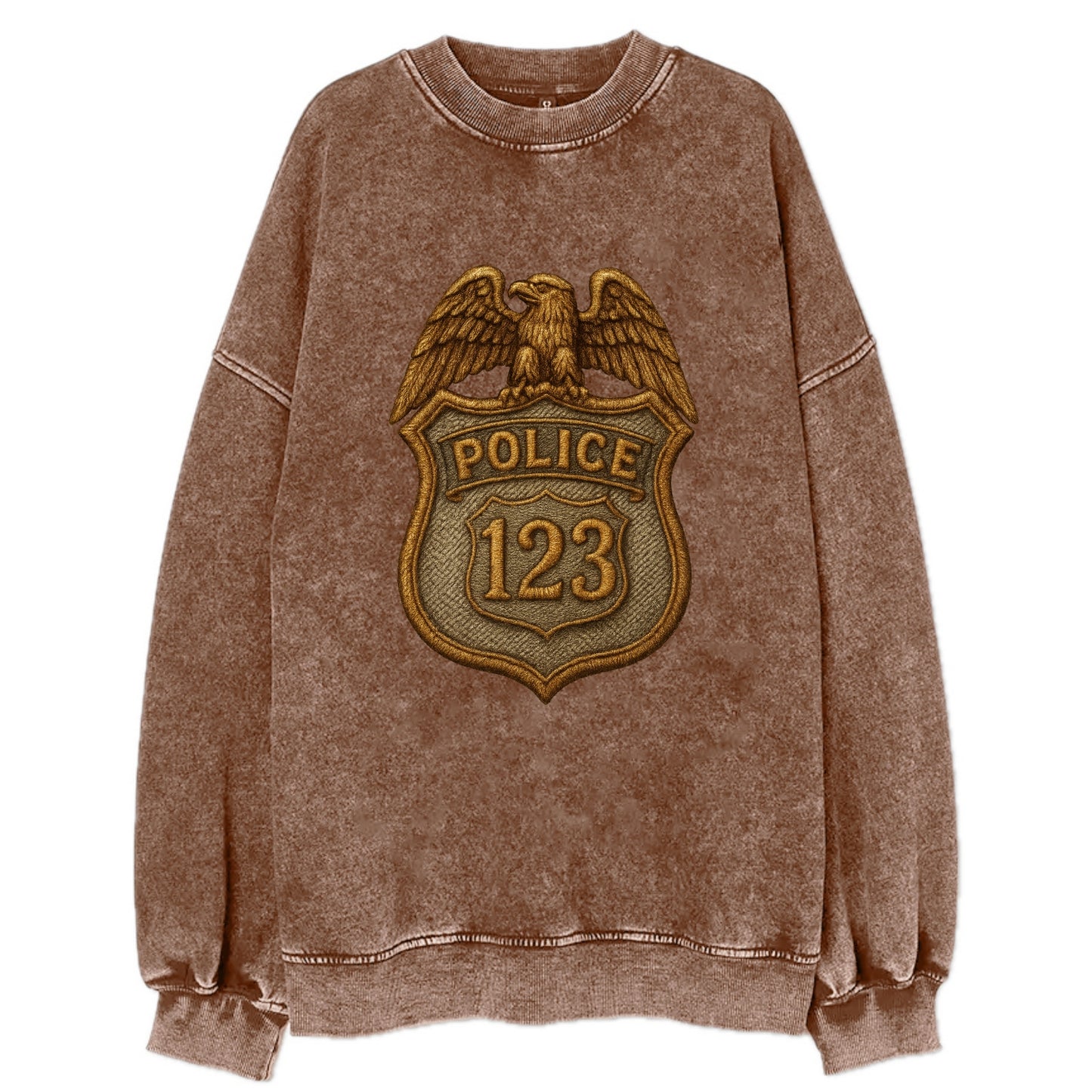 Police Badge  - Vintage Sweatshirt - Brown