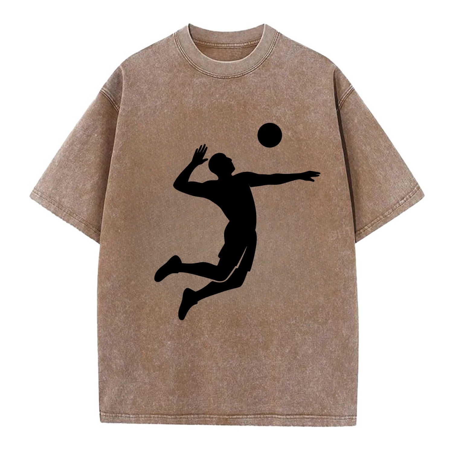 Volleyball player spiking ball - Vintage T-shirt - Brown