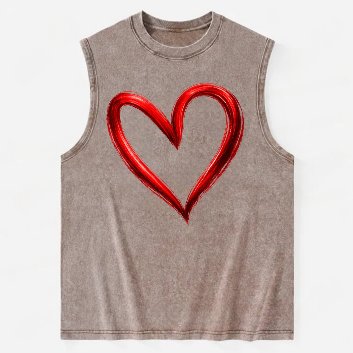 Love Heart - Vintage Washed Tank - Brown