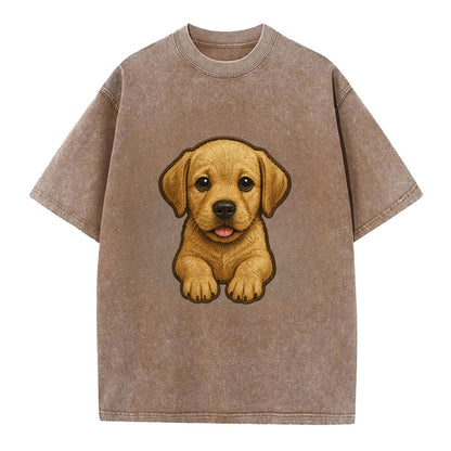 Baby Labrador Retriever Puppy - yellow/black/chocolate, soulful eyes, soft ears, - Vintage T-shirt - Brown