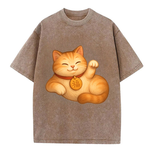 Maneki Neko Pose - Vintage T-shirt