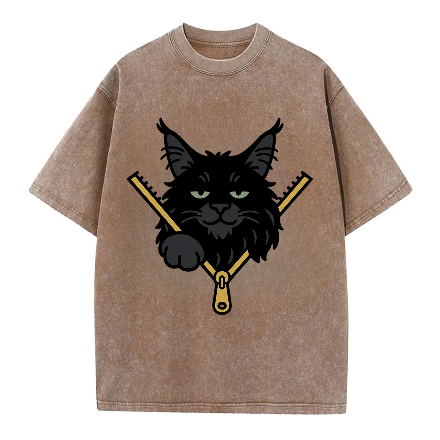 Black Maine Coon - Vintage T-shirt - Brown