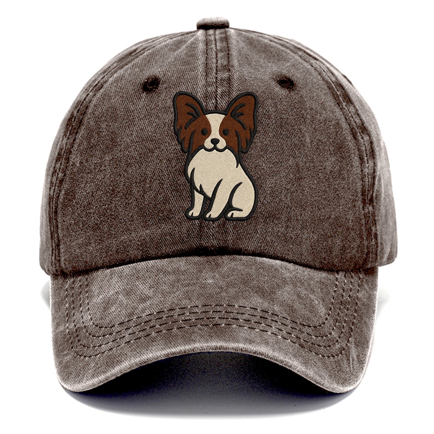 Papillon - White with brown ears sitting Classic Cap - Brown