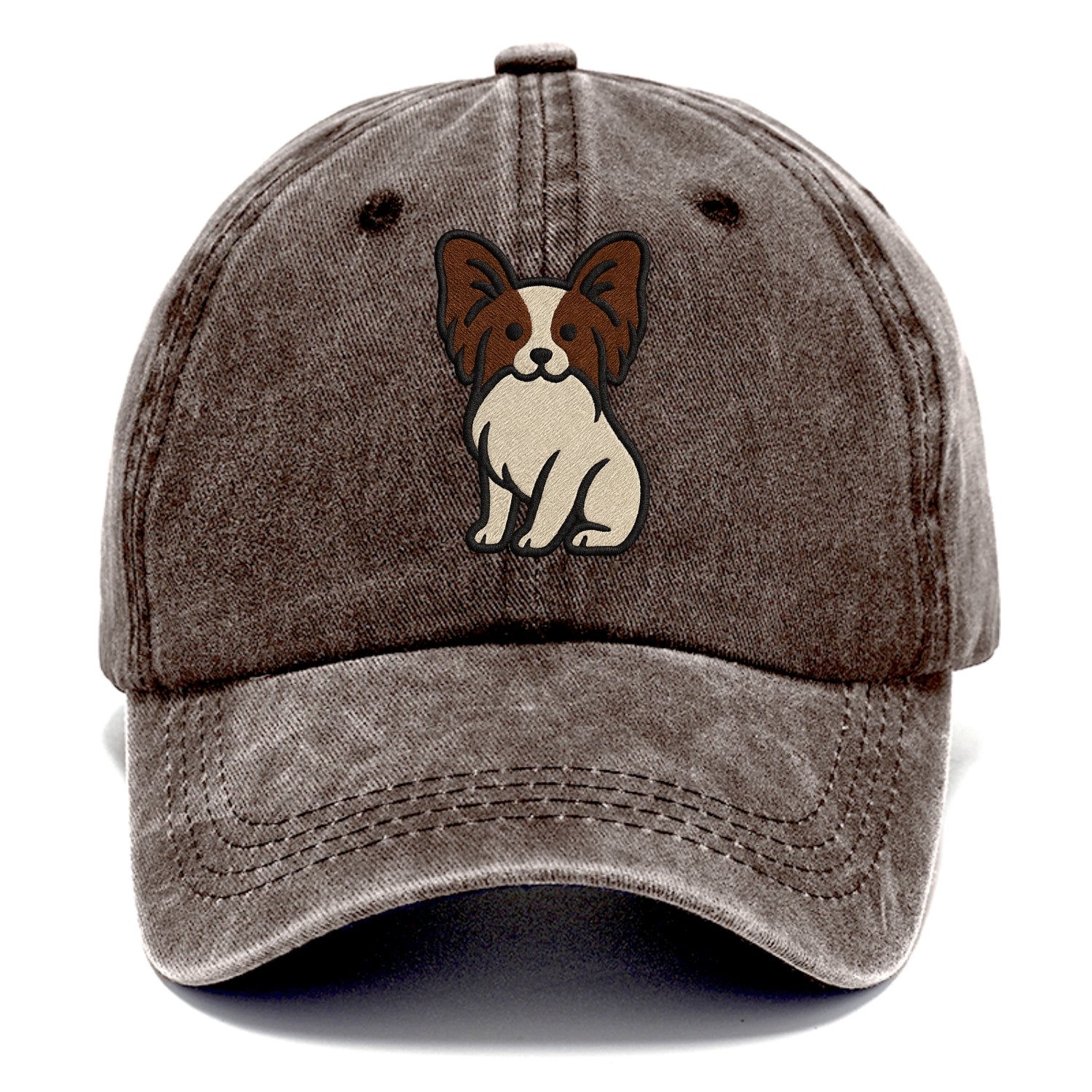 Papillon - White with brown ears sitting Classic Cap - Brown