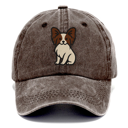 Papillon - White with brown ears sitting Classic Cap - Brown