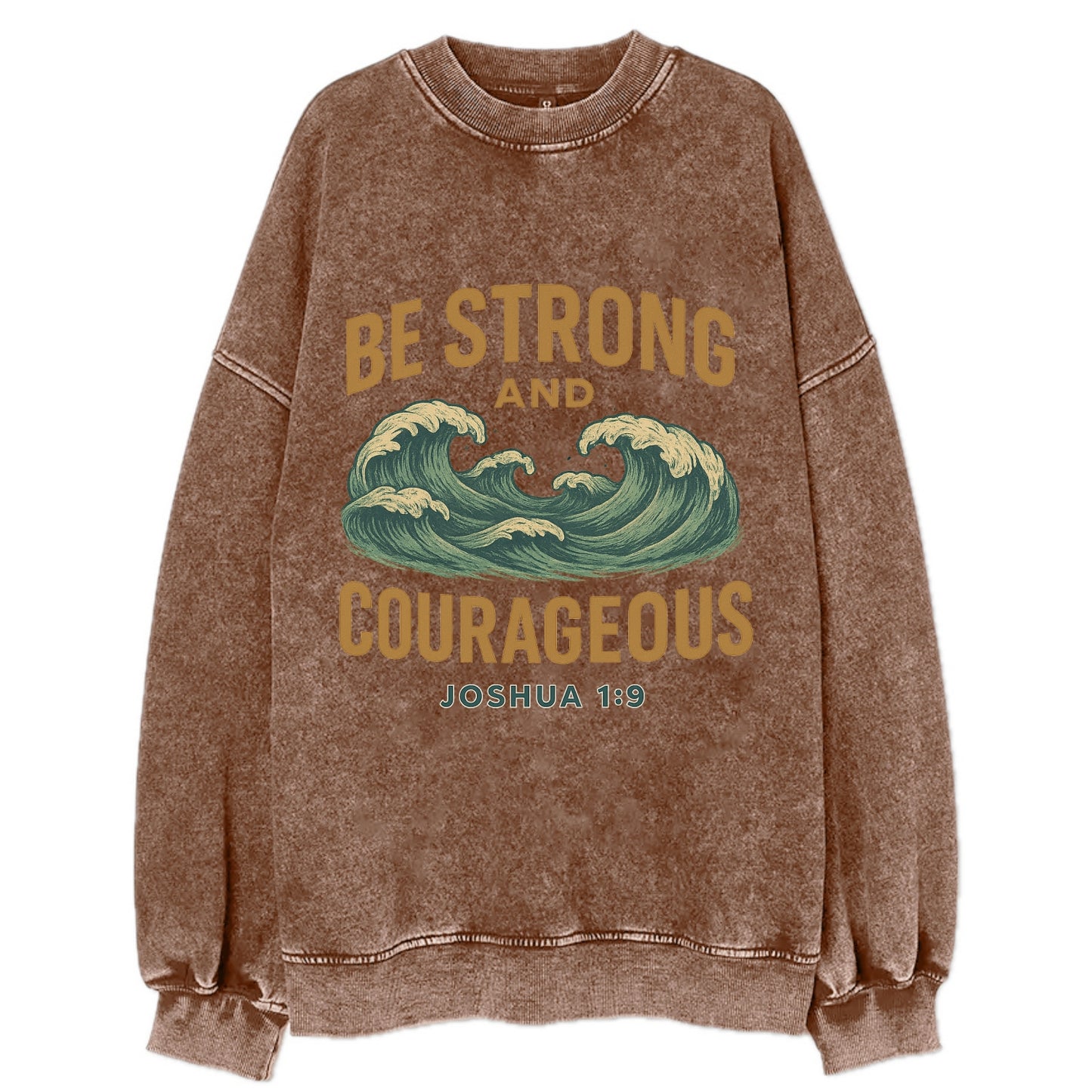 Joshua 1:9 Ocean - Vintage Sweatshirt - Brown