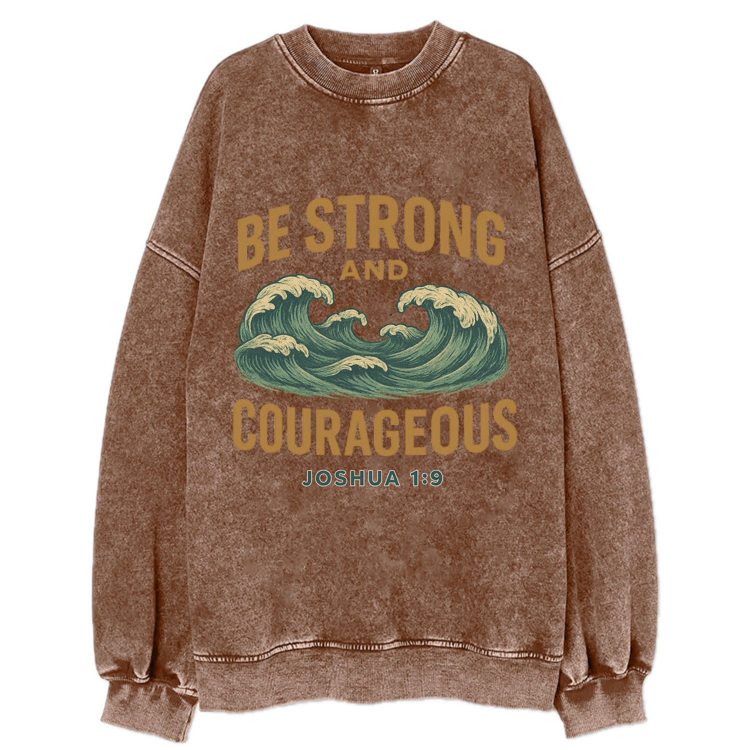Joshua 1:9 Ocean - Vintage Sweatshirt - Brown
