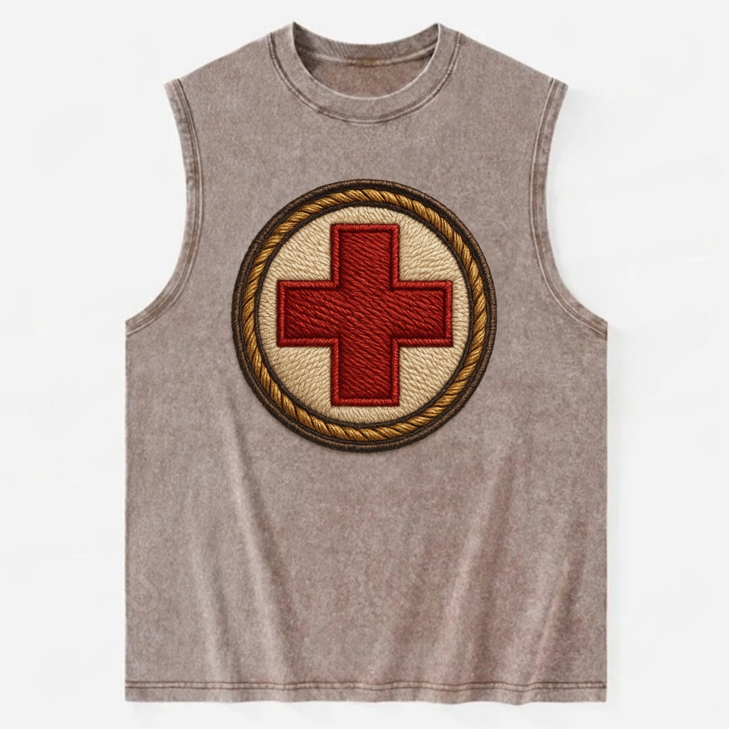 Medical Cross  - Vintage Washed Tank - Brown
