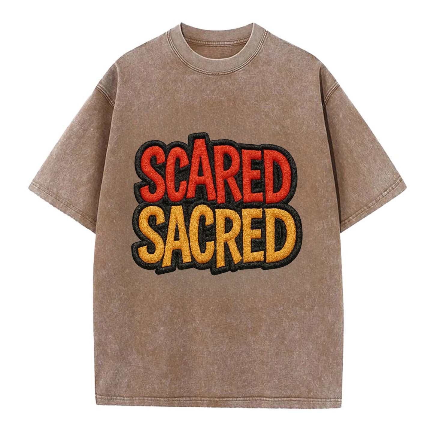 SCARED;SACRED JOURNEY Spiritual Purple Hat - Vintage T-shirt - Brown