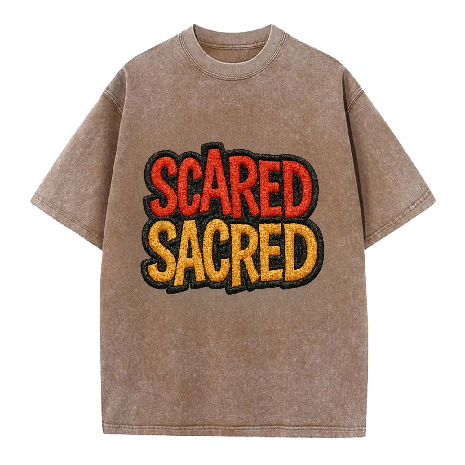 SCARED;SACRED JOURNEY Spiritual Purple Hat - Vintage T-shirt - Brown