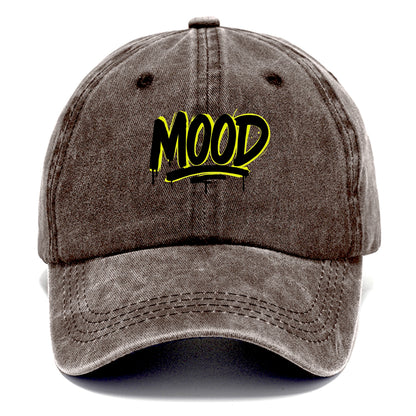 Bold typography design - "MOOD" - current state, feeling it - Classic Cap - Brown