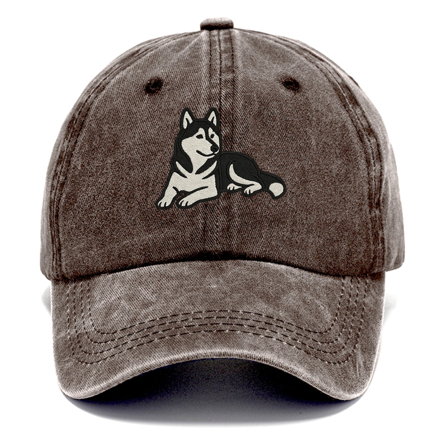 Siberian Husky - Black and white relaxed Classic Cap - Brown