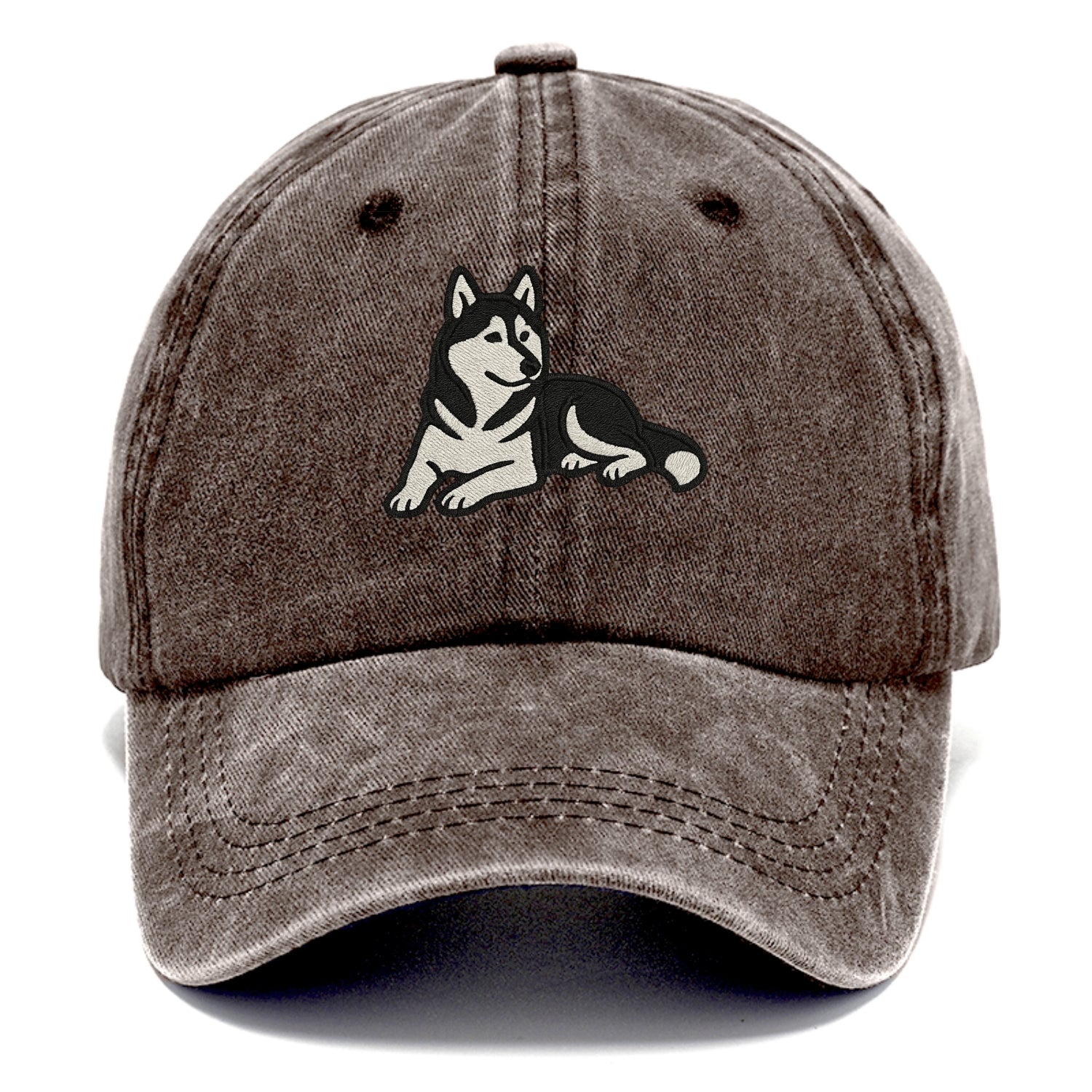 Siberian Husky - Black and white relaxed Classic Cap - Brown