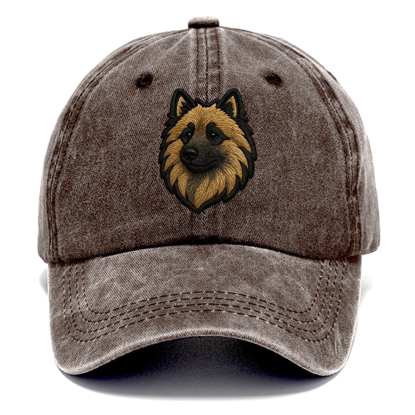 Keeshond - Contemporary spitz logo with - Classic Cap - Brown