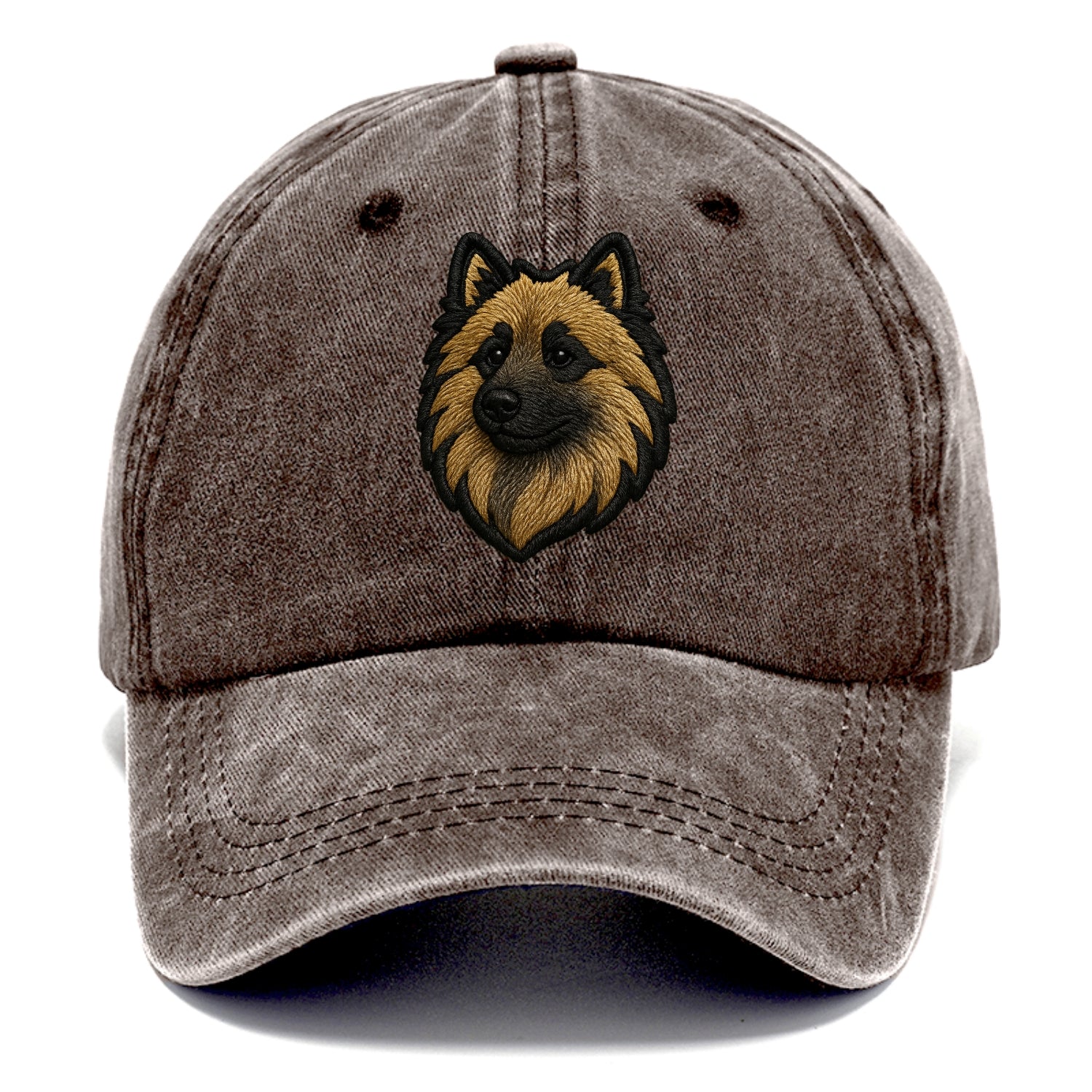 Keeshond - Contemporary spitz logo with - Classic Cap - Brown