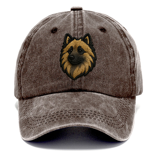 Keeshond - Contemporary spitz logo with - Classic Cap - Brown
