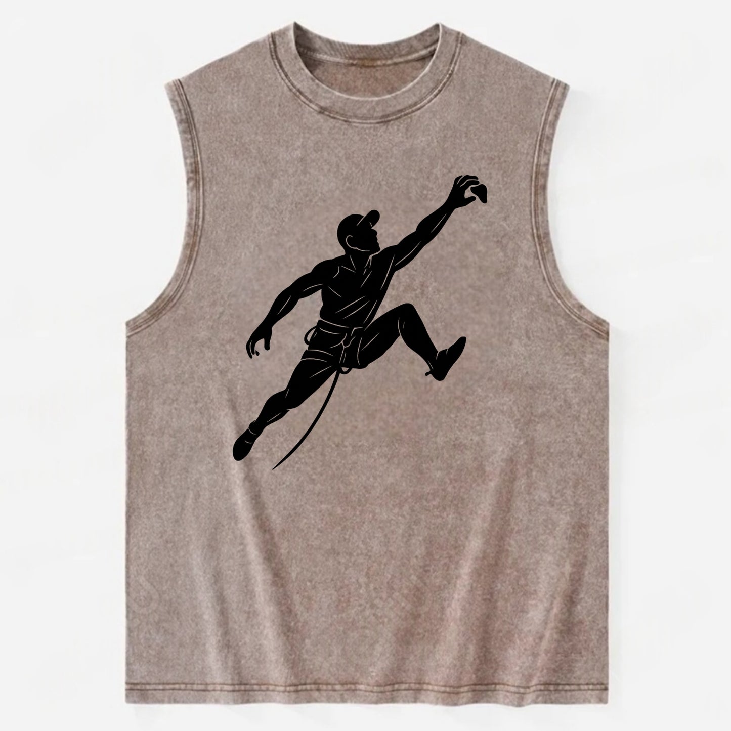 Rock wall climber reaching hold - Vintage Washed Tank - Brown