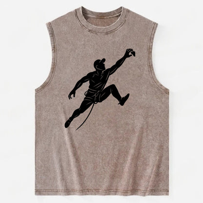 Rock wall climber reaching hold - Vintage Washed Tank - Brown