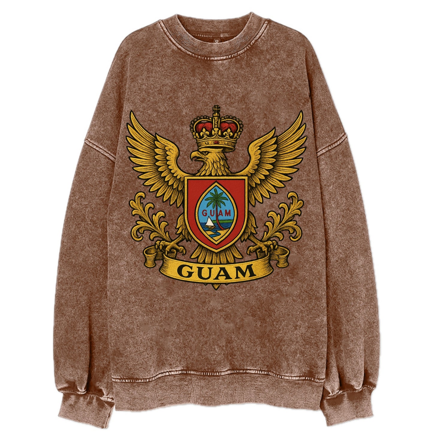 Guam Heritage Badge  - Vintage Sweatshirt - Brown