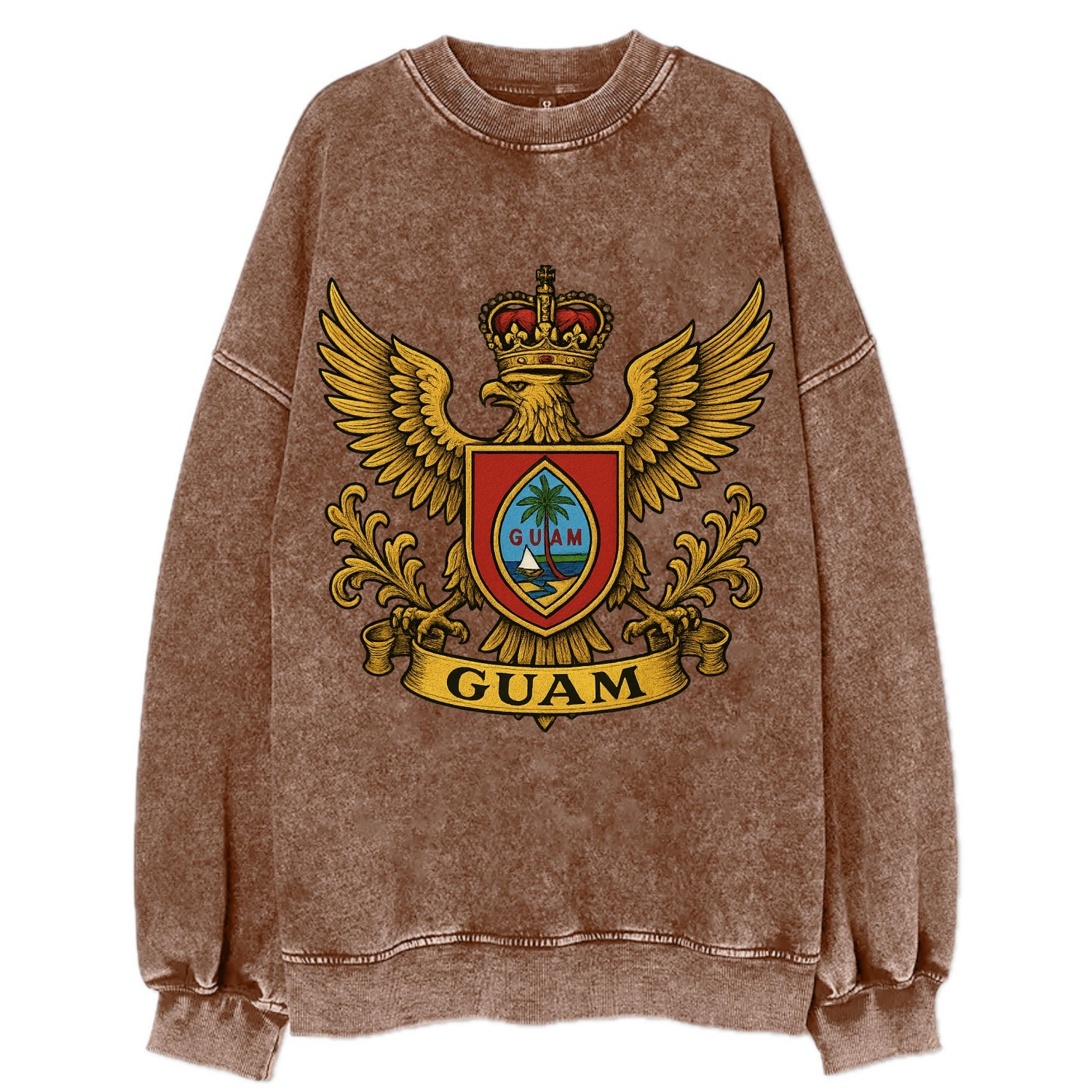 Guam Heritage Badge  - Vintage Sweatshirt - Brown