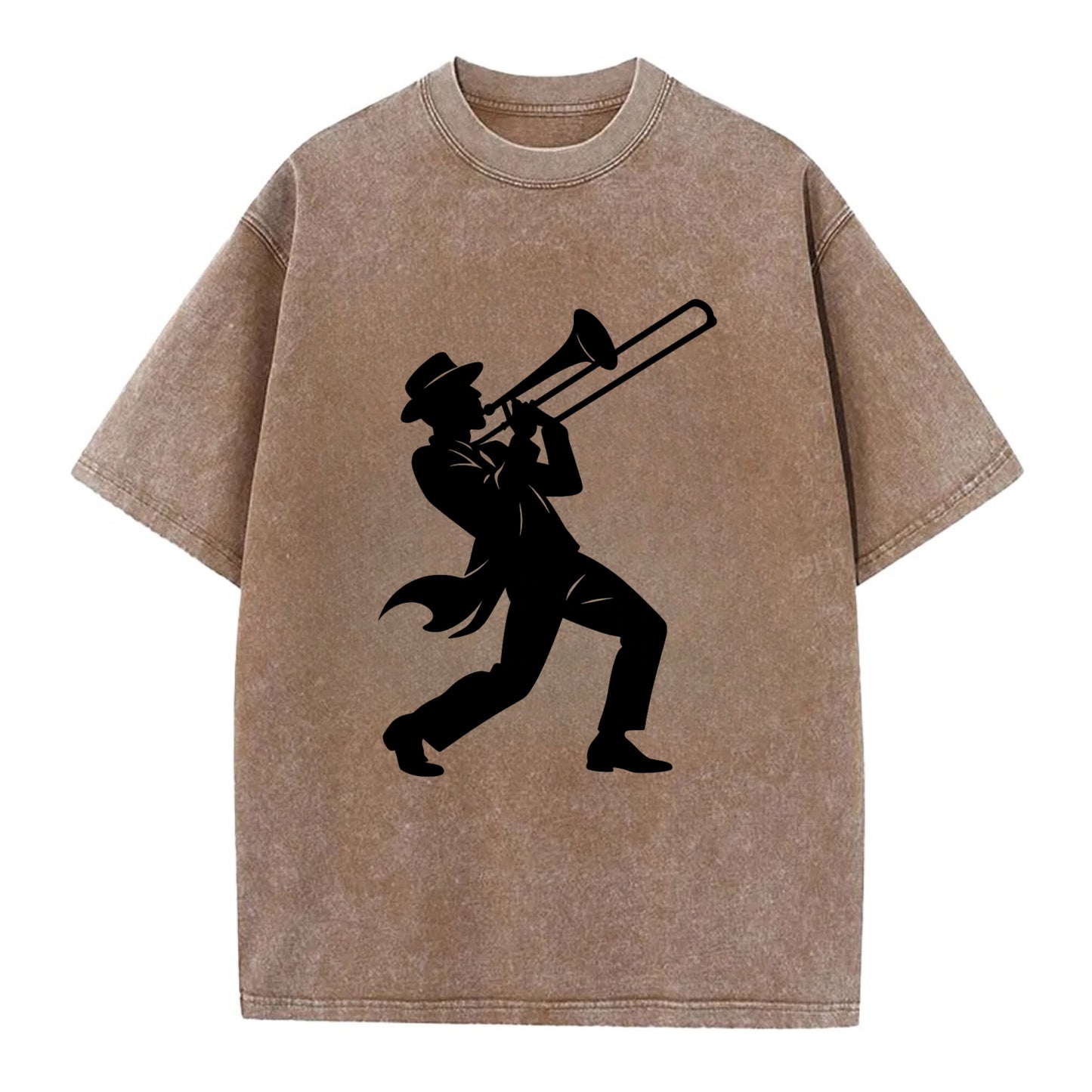 Trombone player jazz improvisation - Vintage T-shirt - Brown
