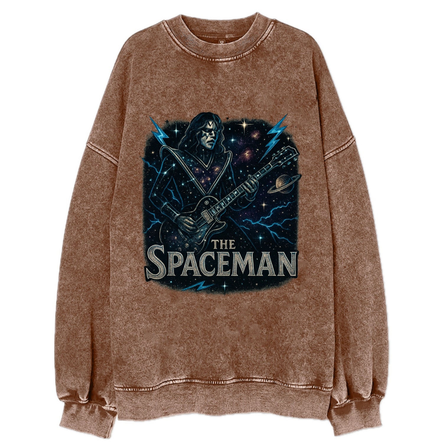 Spaceman Constellation - Vintage Sweatshirt - Brown