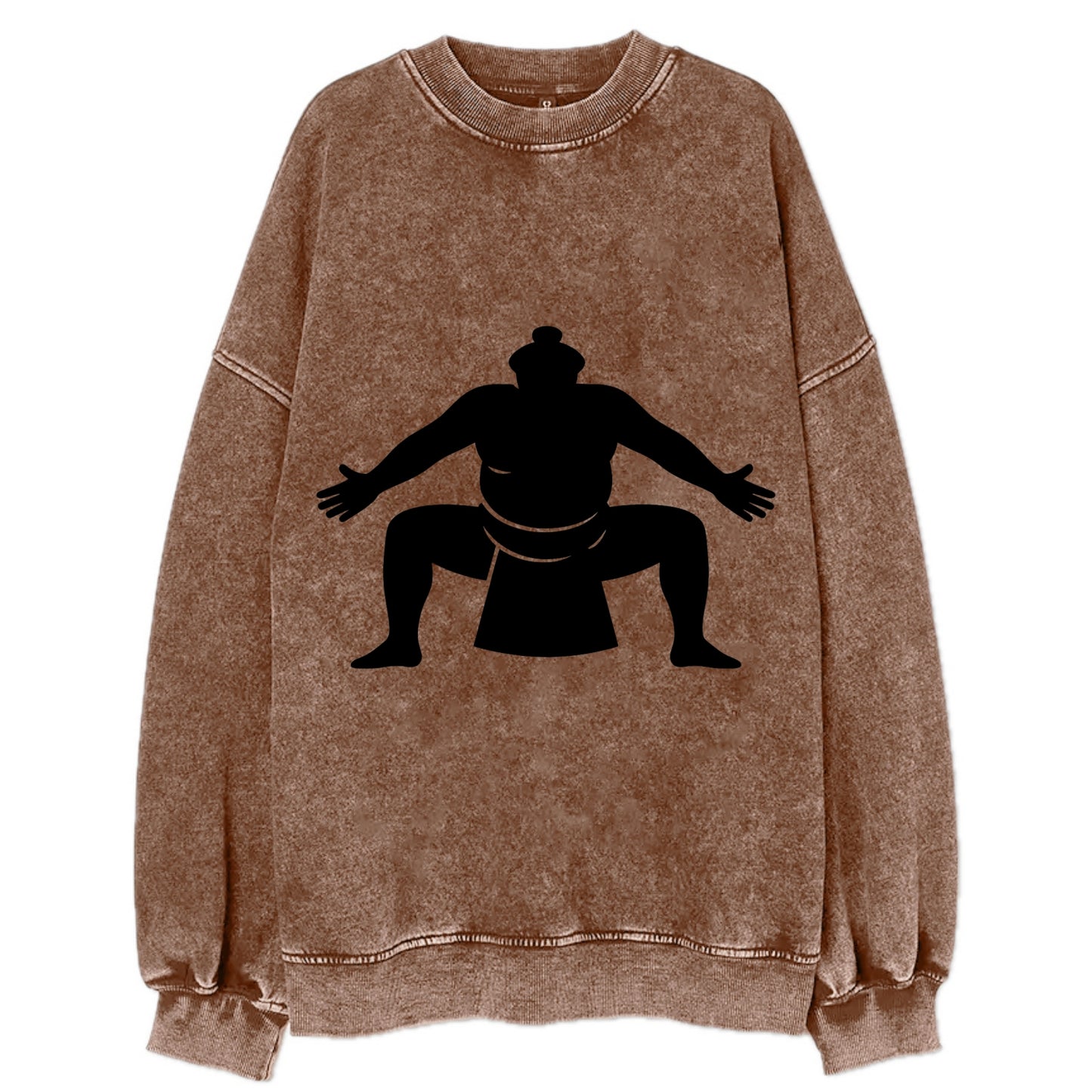 Japanese sumo wrestler ceremonial stance - Vintage Sweatshirt - Brown