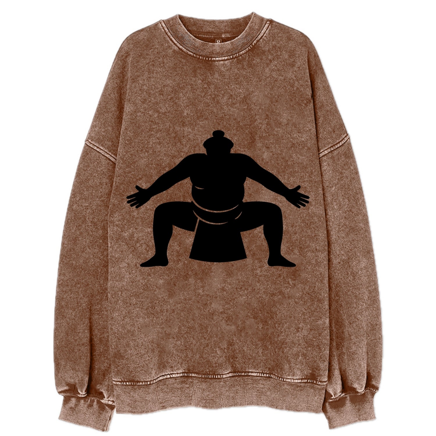 Japanese sumo wrestler ceremonial stance - Vintage Sweatshirt - Brown