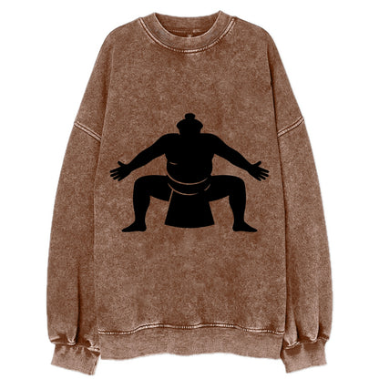 Japanese sumo wrestler ceremonial stance - Vintage Sweatshirt - Brown