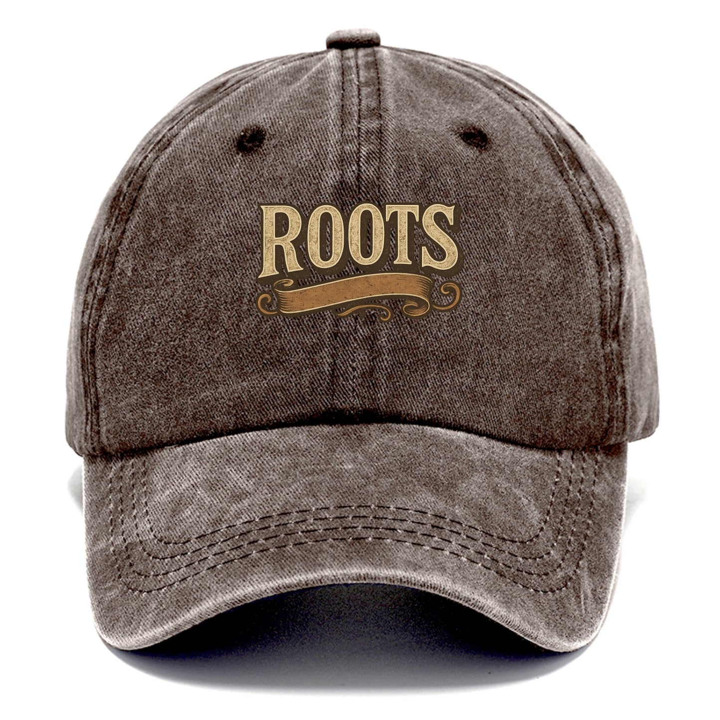 Bold typography design - "ROOTS" - where you come from, heritage - Classic Cap - Brown