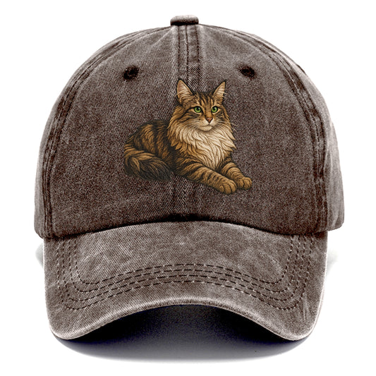 Norwegian Forest Cat  relaxed lying down Classic Cap - Brown