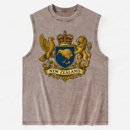 New Zealand Heritage Badge  - Vintage Washed Tank - Brown