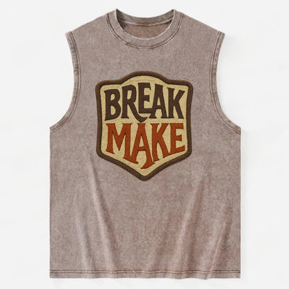 BREAK;MAKE THE RULES Rebel Red Snapback - Vintage Washed Tank - Brown