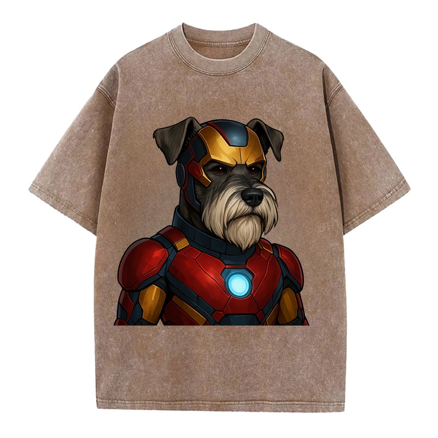 Schnauzer Tech Hero  - Vintage T-shirt - Brown