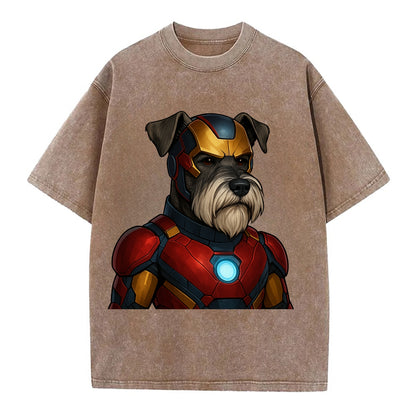 Schnauzer Tech Hero  - Vintage T-shirt - Brown