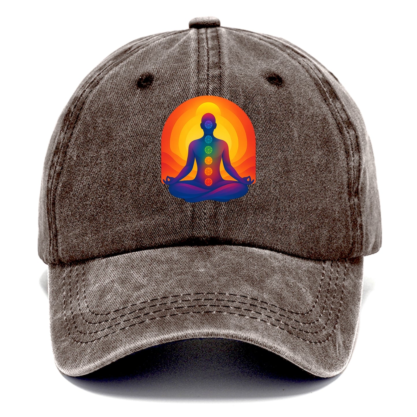 Sunset Meditation - Figure in lotus pose Classic Cap - Brown