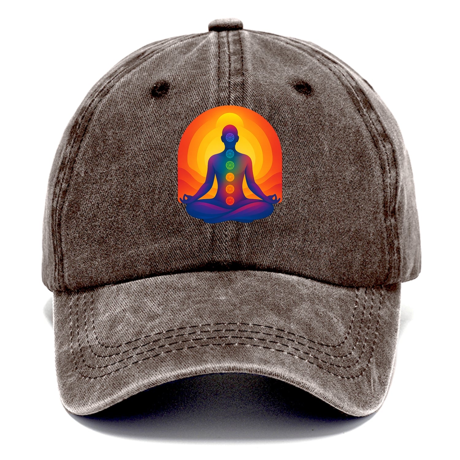 Sunset Meditation - Figure in lotus pose Classic Cap - Brown