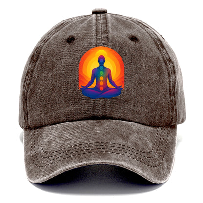 Sunset Meditation - Figure in lotus pose Classic Cap - Brown