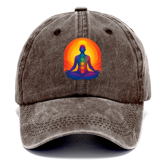 Sunset Meditation - Figure in lotus pose Classic Cap - Brown