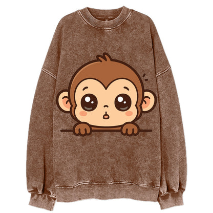Baby Monkey  - Vintage Sweatshirt - Brown