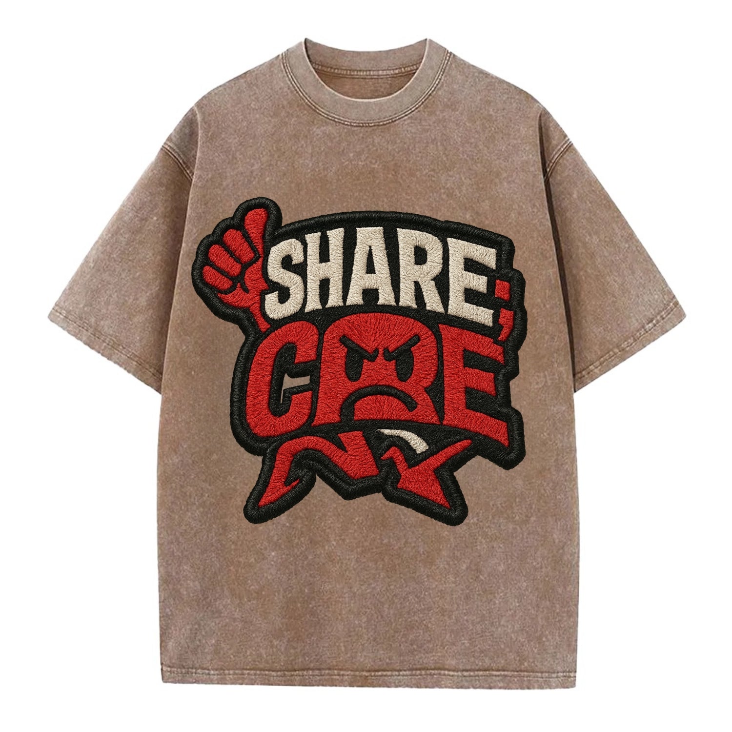 SHARE;CARE TOO MUCH Oversharer Green Hat - Vintage T-shirt - Brown