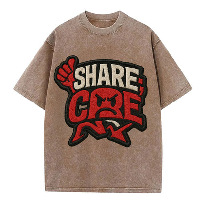SHARE;CARE TOO MUCH Oversharer Green Hat - Vintage T-shirt - Brown