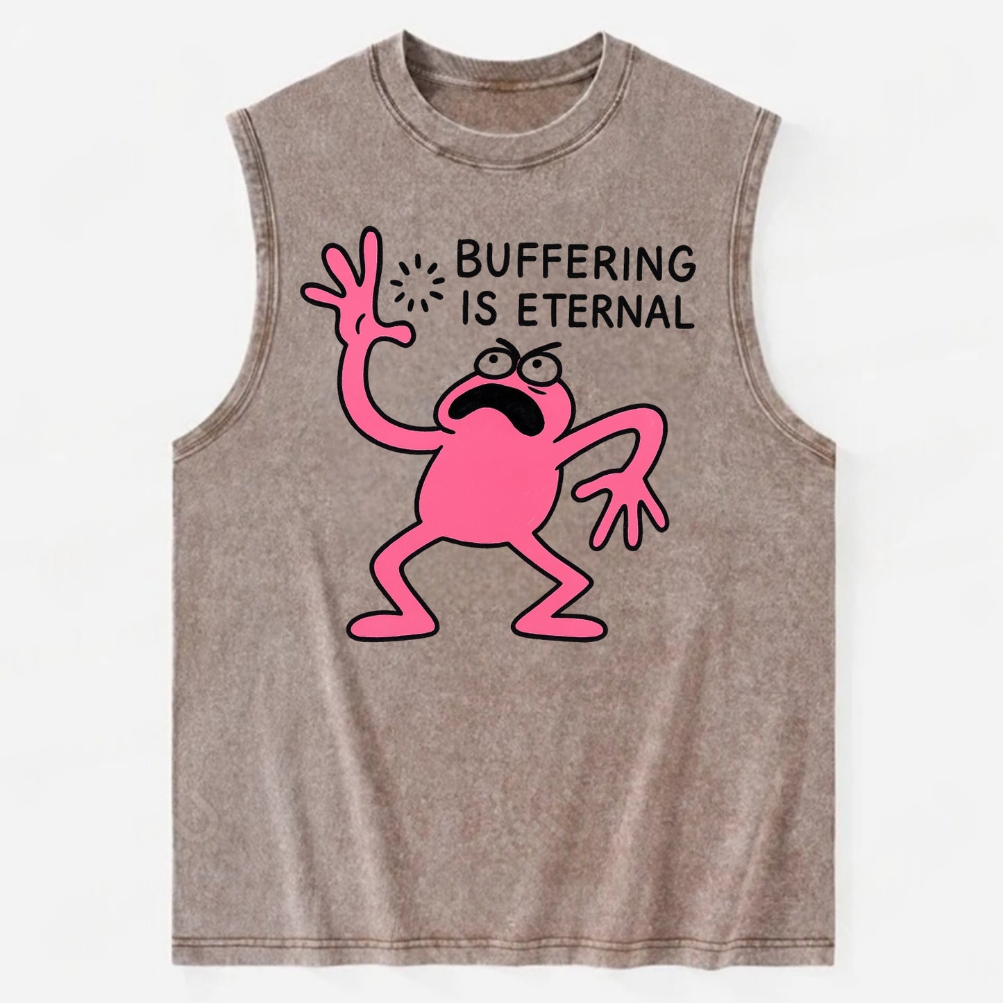 BUFFERING IS ETERNAL | Loading circle dizzy - Vintage Washed Tank - Brown