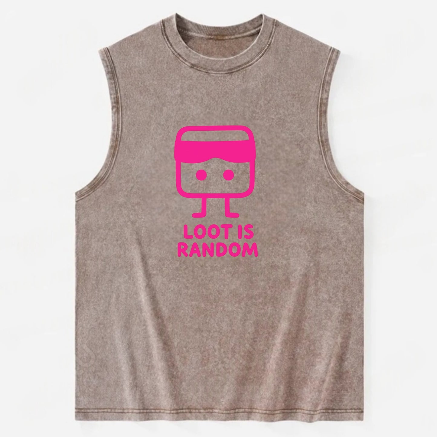 LOOT IS RANDOM | Dice wearing blindfold - Vintage Washed Tank - Brown