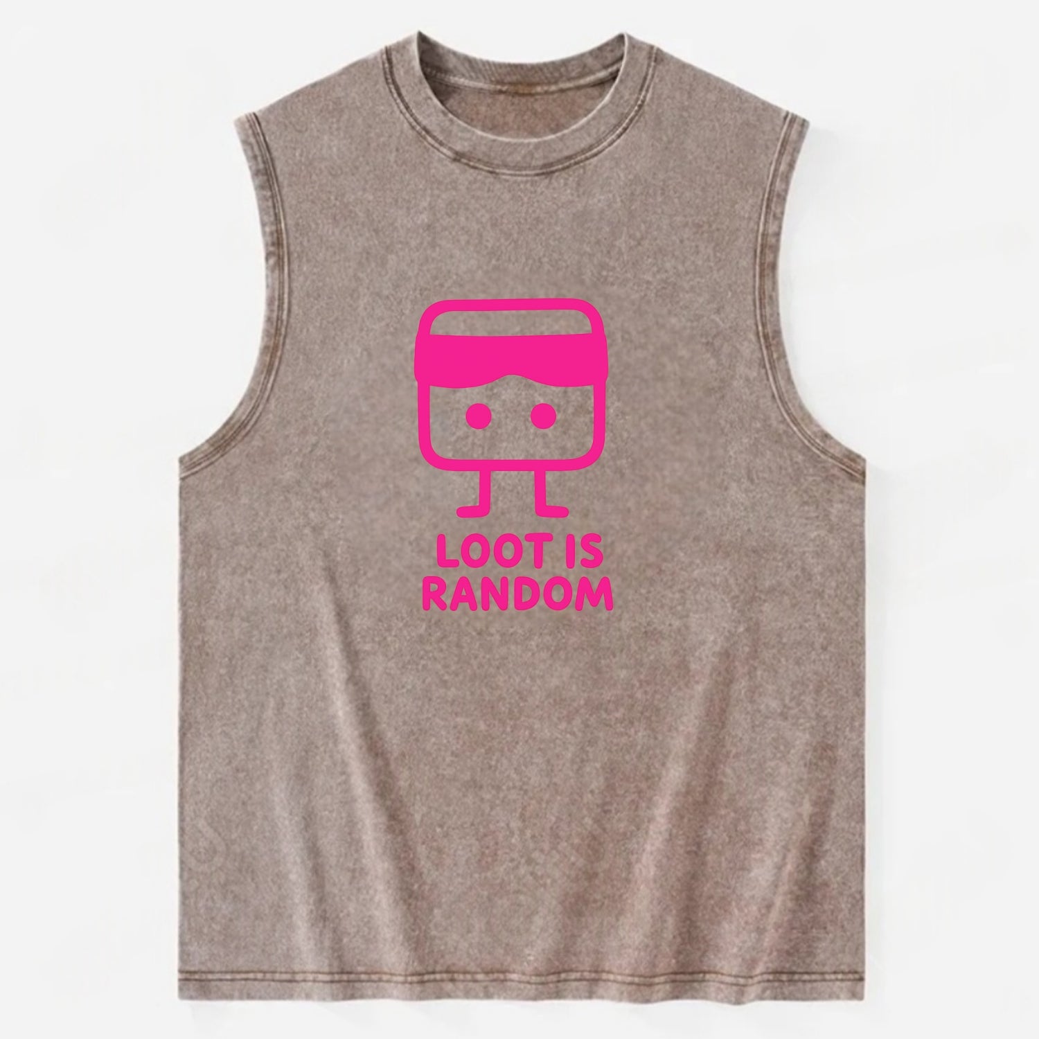 LOOT IS RANDOM | Dice wearing blindfold - Vintage Washed Tank - Brown