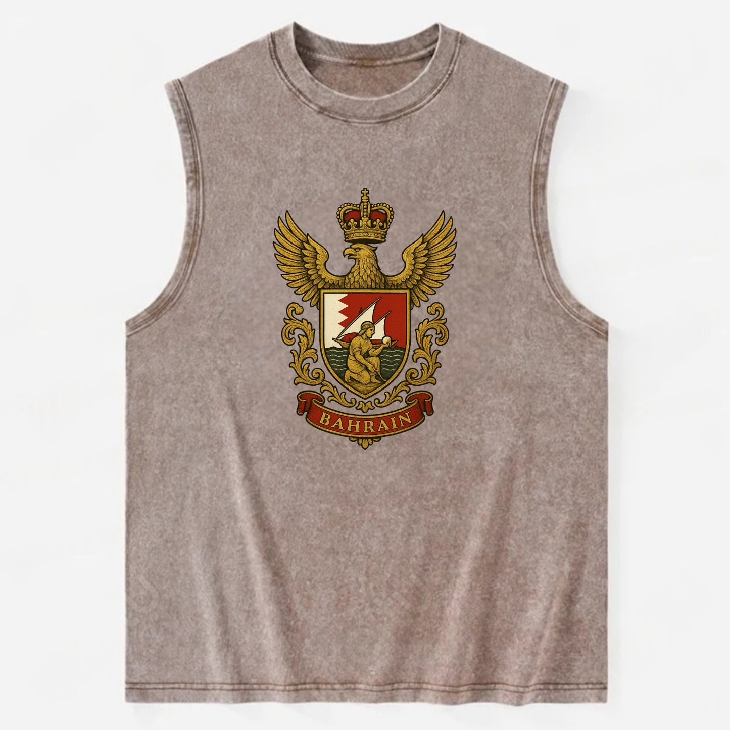 Bahrain Heritage Badge  - Vintage Washed Tank - Brown