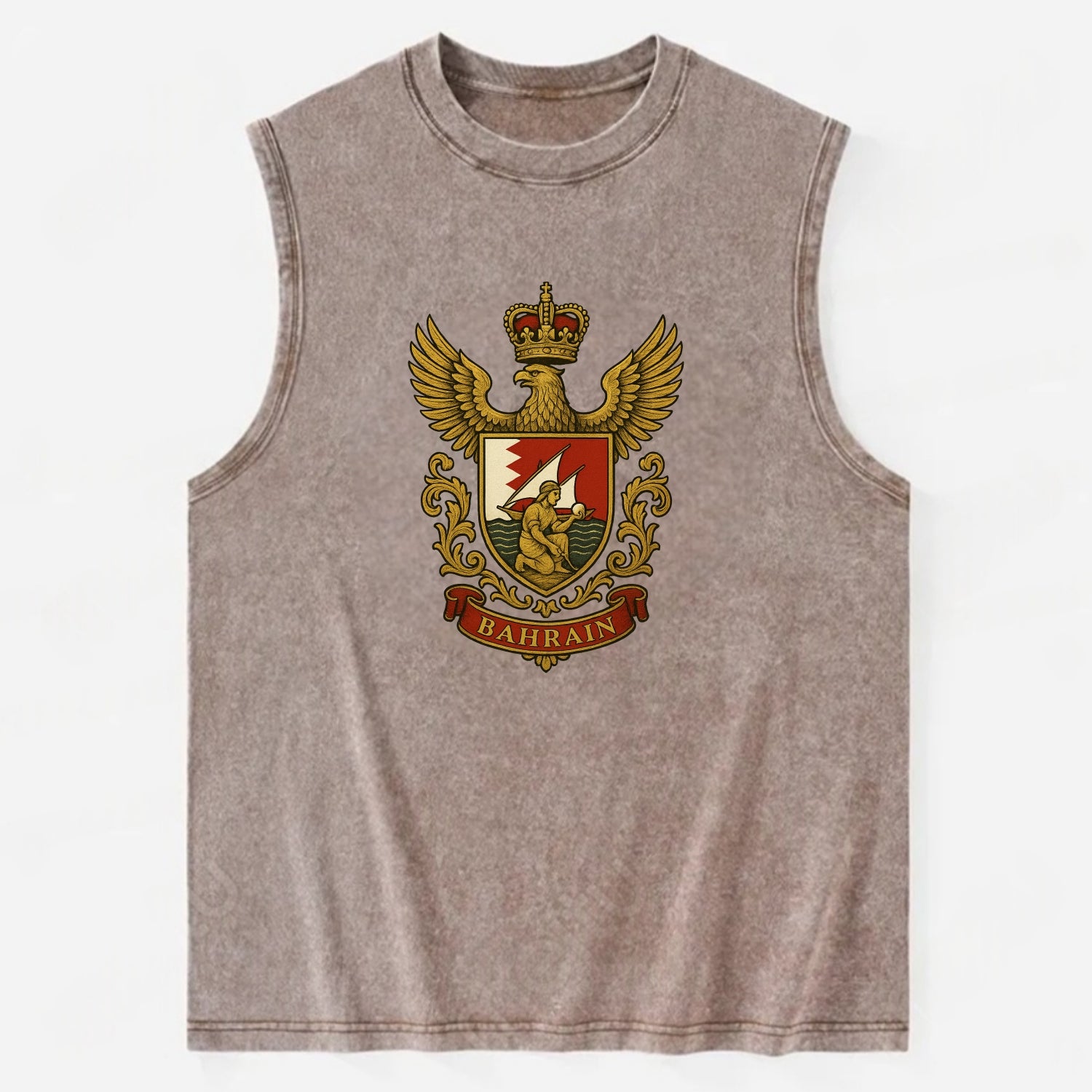 Bahrain Heritage Badge  - Vintage Washed Tank - Brown