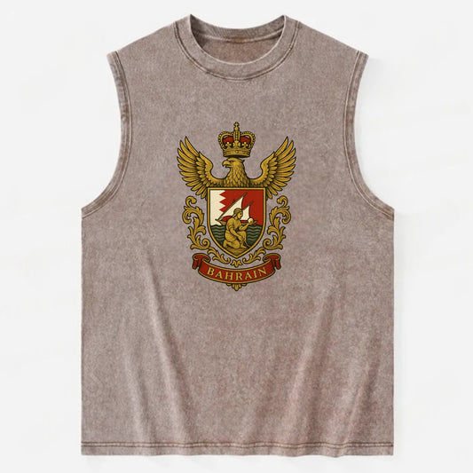 Bahrain Heritage Badge  - Vintage Washed Tank - Brown
